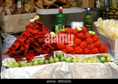 Spicy Mexican snacks for sale in Chapultepec Park, Mexico City Stock Photo