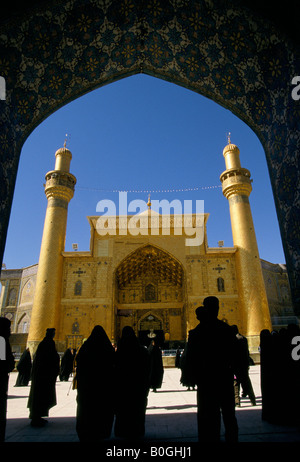 Pilgrims and Scholars at the Shrine of the Imam Ali, Najaf, Iraq. Stock Photo