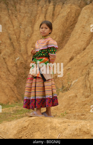 young beautiful flower hmong girl posing Stock Photo