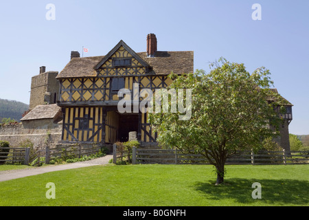 Stokesay Castle 13th century fortified manor house with 17th century timber-framed gatehouse Craven Arms Shropshire England UK Stock Photo