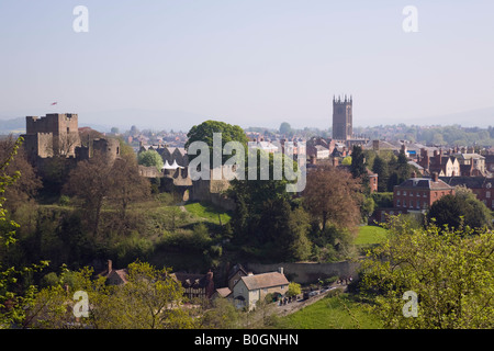 11th century Norman and Medieval Castle and town of Ludlow Shropshire West Midlands England UK Britain Stock Photo