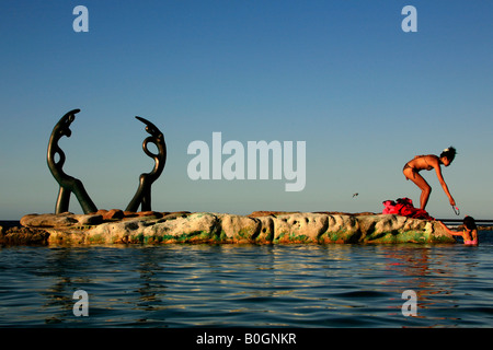Swimming pool and sculpture Fairy Bower pool Manly Australia Stock Photo