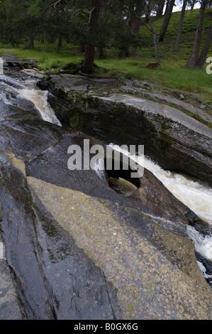 Devil's Punch Bowl, on the River Quoich near Braemar, Deeside, North East Scotland. Stock Photo