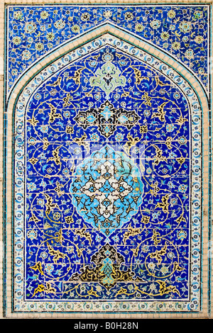 tiled background oriental ornaments from Isfahan Mosque Iran Stock Photo