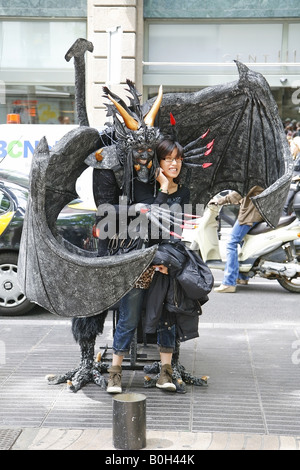 Performer Rambla de las Flores Barcelona Catalonia Spain Stock Photo