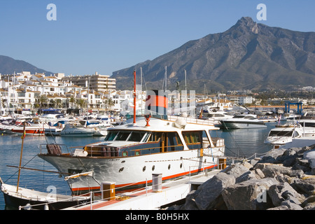 Yachts at Puerto Banus at night with nightlife and parties on boats,  Marbella, Andalusia, Spain Stock Photo - Alamy