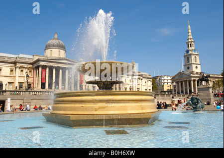 Fountains in Trafalgar Square London Stock Photo