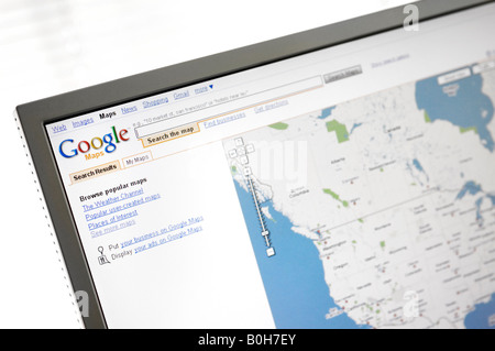 Google maps search page displayed on a computer monitor Stock Photo - Alamy