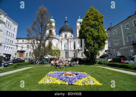 Flowerbed in a public park near Makartplatz Square, Salzburg, Austria, Europe Stock Photo