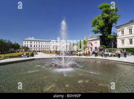 Mirabell Palace and the Pegasus Fountain in the Mirabell Gardens, Salzburg, Austria, Europe Stock Photo