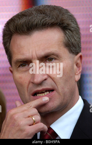 Left to right, Guenther H. Oettinger, Christian Democratic Union of Germany, CDU premier of Baden-Wuerttemberg Stock Photo
