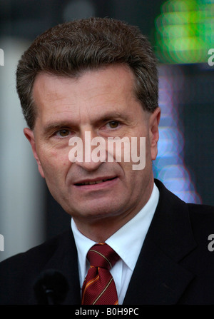 Left to right, Guenther H. Oettinger, Christian Democratic Union of Germany, CDU premier of Baden-Wuerttemberg Stock Photo