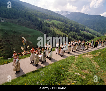 Corpus Christi procession in Durnholz, Valdurna, Sarntal, Sarentino, Province of Bolzano-Bozen, Italy Stock Photo