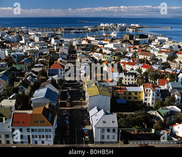 Reykjavík viewed from the tower of Hallgrims Church, Iceland Stock Photo