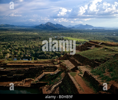 Sigiriya, panoramic view from platform, monolith, Lion's Rock, rock fortress, UNESCO World Heritage Site, Sri Lanka Stock Photo
