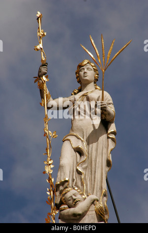 Statue of a woman on the Golden Gate, Zlota Brama, Gdansk, Poland Stock Photo