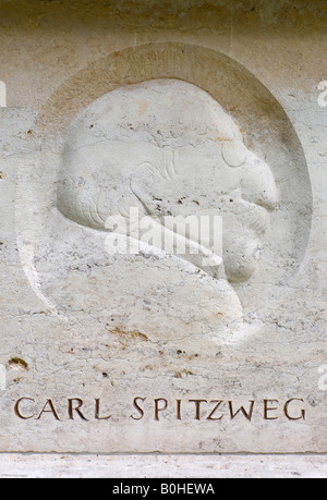 Grave of Carl Spitzweg, 1808-1885, genre painter, Alter Suedfriedhof, old cemetery in Munich, Bavaria, Germany Stock Photo