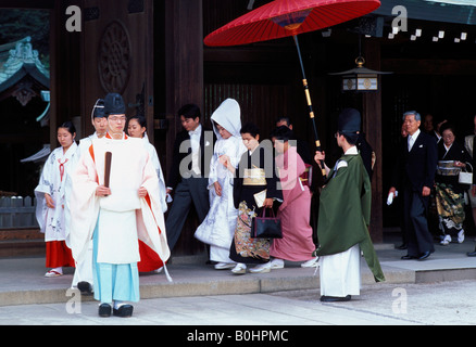 A wedding ceremony at a Shinto temple, Tokyo, Japan. Stock Photo