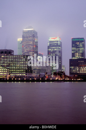 Canary Wharf Isle of Dogs Shot from across the Thames at Rotherhithe Stock Photo