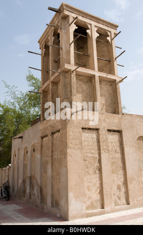 Dubai, United Arab Emirates (UAE). Wind tower on the roof of a traditional house in Bastakiya Stock Photo