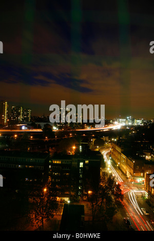 Skyline view from Westbourne Park Road looking towards Paddington and the Westway, London, UK Stock Photo