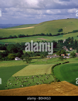 Melbury Abbas and Melbury Hill on Cranborne Chase Dorset England Stock Photo