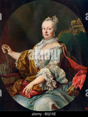 Maria Theresa Archduchess of Austria and Queen of Hungary and Bohemia. Color halftone of a portrait Stock Photo