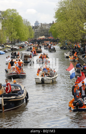 Queens Day 2008 celebration Amsterdam Holland Stock Photo