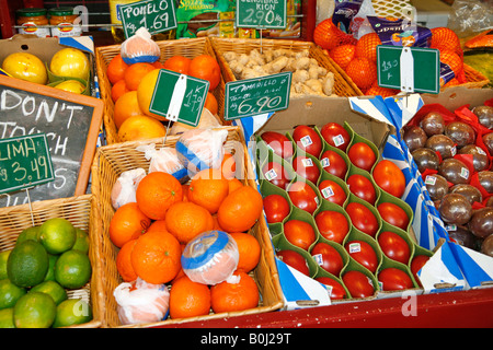 Fruit and spices for sale La Boqueria Market Barcelona Catalonia Spain Stock Photo