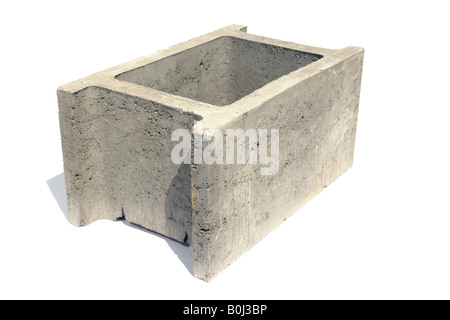 Concrete shuttering block isolated on white background Stock Photo