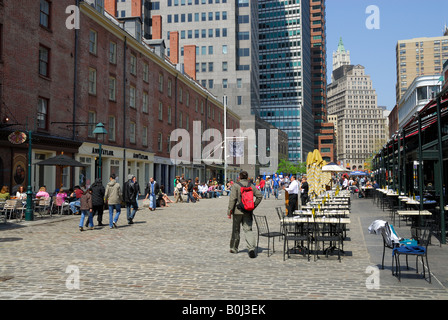People in the South Street Seaport Historical District, New York Stock Photo