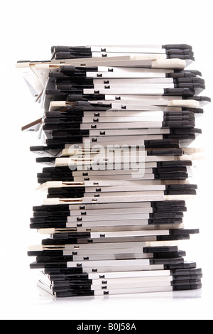 Pile of floppy disks over white Stock Photo