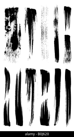 Vector outline traces of customizable organic paint brushes strokes in different shapes and styles highly detailed Stock Photo