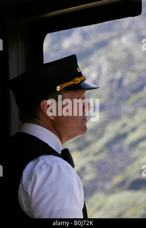 Train engineer profile Stock Photo