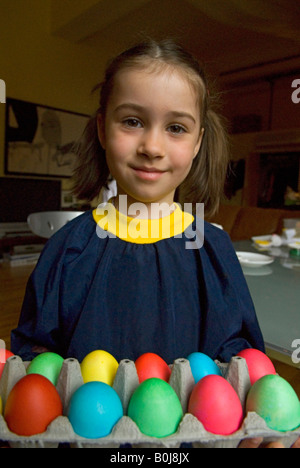 Girl with easter eggs Stock Photo