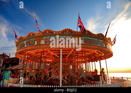 Carousel Horses Funfair Palace Pier Brighton Sussex England Britain UK Europe Stock Photo