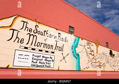 The Mormon Trail Mural by Kathy Fierro Route 66 Barstow California USA Stock Photo