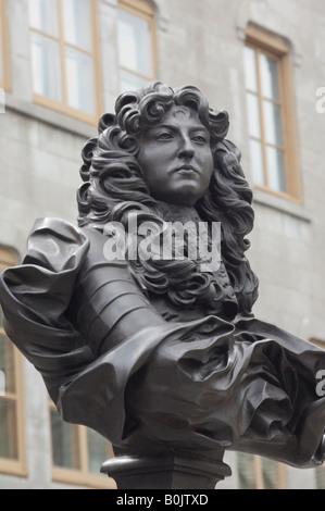 Bust of French King Louis XIV in the historic district of Quebec City Canada. Digital photograph Stock Photo