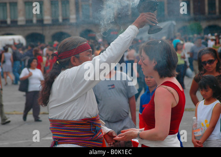 Ancient ritual of healing Zocalo Mexico City Aztec Azteca Stock Photo ...