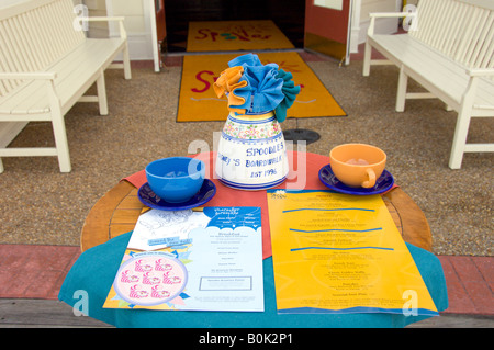 Menu presentation at the Spoodles restaurant at The Disney Boardwalk Resort in Lake Buena Vista Florida USA Stock Photo