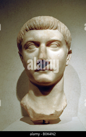 Head of the Roman Emperor Tiberius. Artist: A Lorenzini Stock Photo