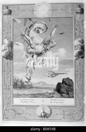 The fall of Icarus, 1733. Artist: Bernard Picart Stock Photo
