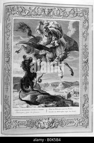 Bellerophon fights the Chimera, 1733. Artist: Bernard Picart Stock Photo