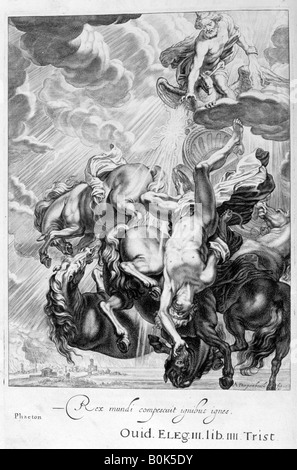 Phaeton struck down by Jupiter's thunderbolt, 1655. Artist: Michel de Marolles Stock Photo