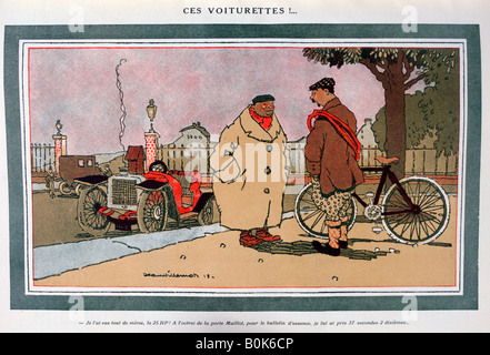 'Ces voiturettes!', French motoring cartoon', 1913. Artist: Jean Villemot Stock Photo