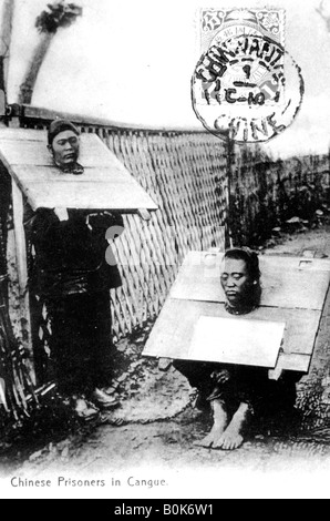 Chinese prisoners in cangues, 1910. Artist: Unknown Stock Photo