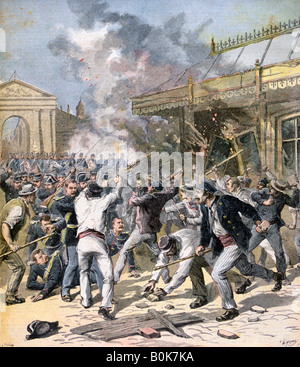 The riot in Bordeaux, Aquitaine, 1891. Artist: Henri Meyer Stock Photo