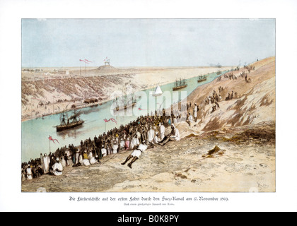 The inauguration of the Suez Canal, 17 November 1869, (1900).Artist: Edouard Riou Stock Photo