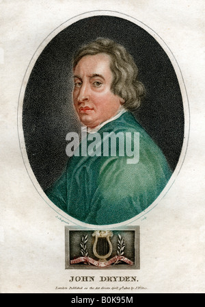 John Dryden, 17th century English dramatist and Poet Laureate, (1803).Artist: J Chapman Stock Photo
