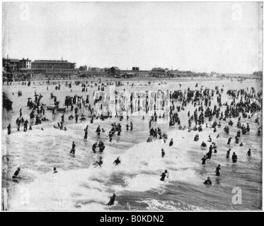 Beach at Atlantic City, New Jersey, USA, late 19th century. Artist: John L Stoddard Stock Photo